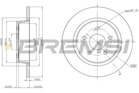 Гальмівний диск зад. Transit Connect/Kuga/C-max 10- 1.0-2.0 BREMSI CD8058S