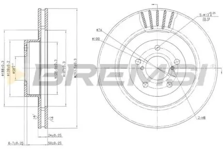 Гальмівний диск BRZ/Forester/Impreza/Legacy/Outback (09-21) BREMSI CD7175V