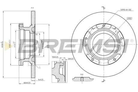 Диск гальмівний (задній) Ford Turneo Custom/Transit 12-23 BREMSI CD8472S (фото 1)