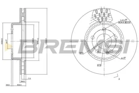 Гальмівний диск пер. MB C-CLASS W205 14-/E-CLASS W213 16- BREMSI CD7331V