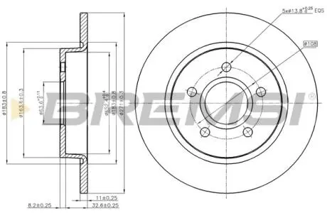 Гальмівний диск задн. Focus 1.0-2.0 EcoBoost/TDCi 14-21 BREMSI CD8061S