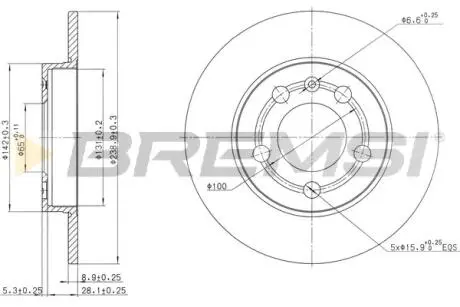 Гальмівний диск задн. Octavia/Golf/Bora/Jetta/A3 97-10 BREMSI CD7155S