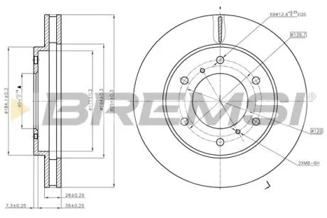 Гальмівний диск перед. L200/Pajero Sport 05- 2.4-3.5 BREMSI CD7818V