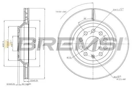 Гальмівний диск задн. A3/CC/Golf/Kodiaq/Leon (06-21) BREMSI CD7503V