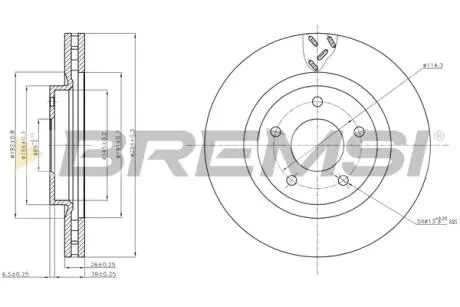 Гальмівний диск пер. COMPASS/PATRIOT 2.0-2.4 06- BREMSI CD7624V