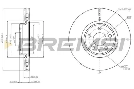 Гальмівний диск пер. Q5/A4/A6/A6/A7/A5/Q5/A4 08- BREMSI CD7996V