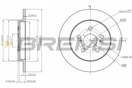 Гальмівний диск зад. PRIUS/VERSO S 1.3-1.8 09-16 BREMSI CD7875S