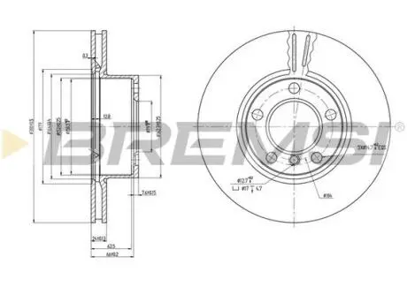 Гальмівний диск пер. BMW E90/E87/E81 04- 300мм BREMSI CD7536V