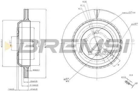Гальмівний диск зад. MB M-CLASS W164 05-12 BREMSI CD7531V