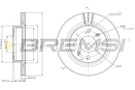 Гальмівний диск перед. i10/Picanto (04-21) BREMSI CD7268V