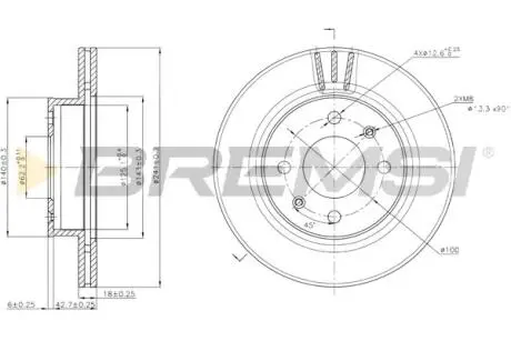 Гальмівний диск перед. i10/Picanto (04-21) BREMSI CD7268V