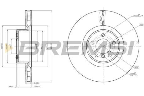 Гальмівний диск пер. Range Rover III 02-12 BREMSI CD8086V (фото 1)