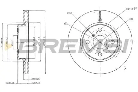 Гальмівний диск перед. Toyota Yaris 05-20 BREMSI CD7587V