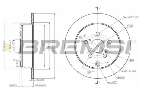 Гальмівний диск задн. Prius/Celica 99-09 BREMSI CD7485S