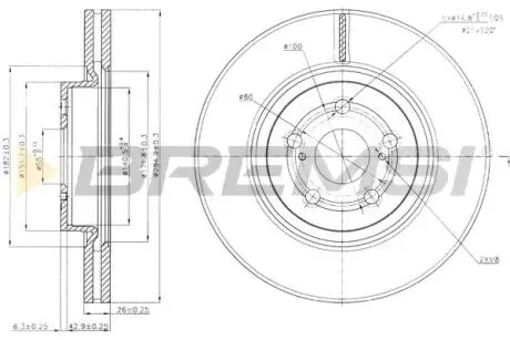 Гальмівний диск перед. Avensis T25 04- BREMSI CD7315V