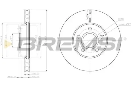 Гальмівний диск Focus/Focus C-Max/S40 BREMSI CD8062V