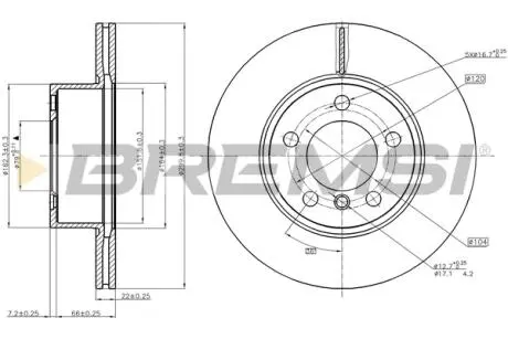 Гальмівний диск пер. F20/F30/F36 12- BREMSI CD8195V