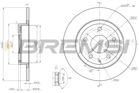 Гальмівний диск зад. Mazda 6 12- BREMSI CD8477S