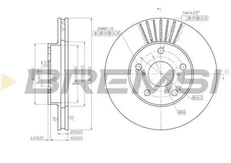 Гальмівний диск пер. RAV 4 01-05 BREMSI CD7216V