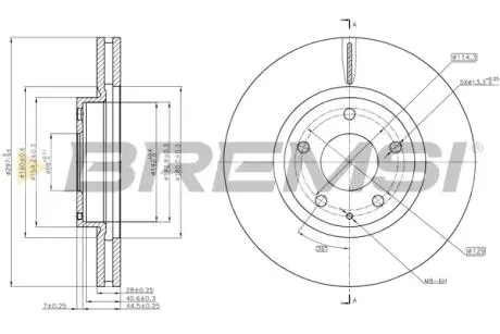 Гальмівний диск пер. CX-5/6 12 BREMSI CD8463V