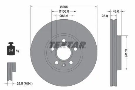 Диск гальмівний (передній) Volvo S60 III/S90 II/V60 II/V90 II-III 18- (296x28) PRO+ TEXTAR 92287505
