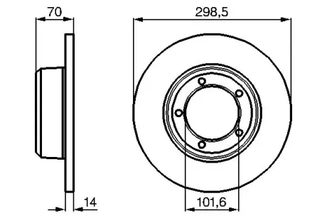 Диск гальмівний передн Лів/Прав LAND ROVER 110/127, 90 I, DEFENDER, DISCOVERY I, RANGE ROVER I 2.0-4.0 07.70-02.16 BOSCH 0986478827