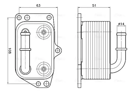 Радиатор масляный Citroen C4 (05-), C5 (08-), Jumpy (07-)/Peugeot 307 (01-), 407 AVA COOLING PE3433