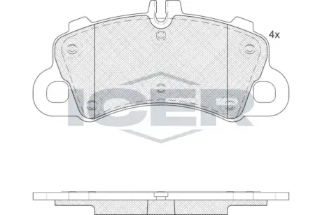 Колодки гальмівні (передні) Porsche Macan 3.0 S/3.0 S Diesel 14-/Cayenne 2.9/3.0 S AWD 17- (Brembo) ICER 182459