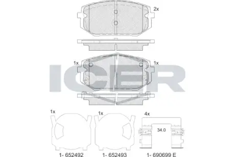 Колодки гальмівні (передні) Hyundai Tucson 20-/Kia Sportage 21- (Sumitomo) ICER 182473