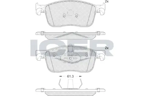 Колодки гальмівні (передні) Citroen Jumpy/C4/Peugeot Expert 16-/Opel Vivaro 19-/Fiat E-Scudo 22- ICER LM2297