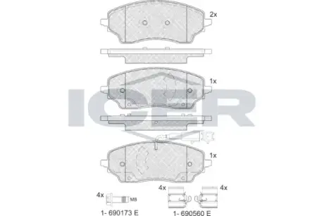 Колодки гальмівні (задні) Fiat Ducato 2.2D 21- ICER 142482