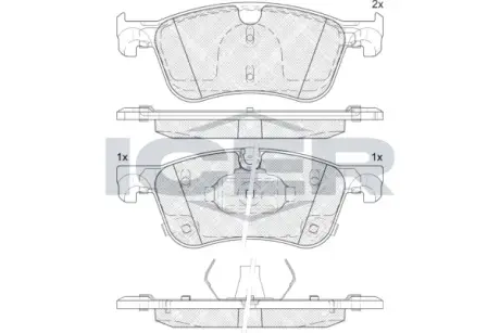 Колодки гальмівні (передні) Nissan Qashqai/X-Trail/Renault Kangoo 21- ICER 182464
