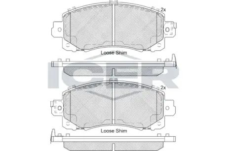 Колодки гальмівні (передні) Subaru Impreza/Outback/XV 17- ICER 182313
