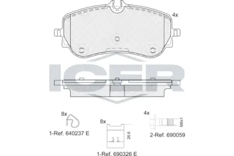 Колодки гальмівні (задні) VW Crafter 16-/Amarok 10-/MAN TGE 16- ICER LM2301
