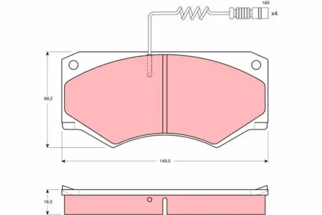 Комплект гальмівних колодок, дискове гальмо TRW GDB1067
