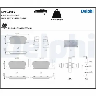 Колодки тормозные задние Tesla Model Y Delphi 8008249-00-A