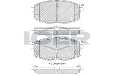 Колодки гальмівні (передні) Kia Forte II 09-/Hyundai Elantra VI/Kona 16- ICER 181540-207