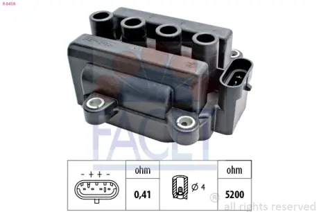 Катушка зажигания Renault Logan (05-), Clio (01-) 1.0i, 1.2 16V (9.6418) FACET 96418 (фото 1)