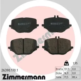 Колодки гальмівні (задні) MB S-class (W223) 20- M256 (ZF) ZIMMERMANN 26390.170.1