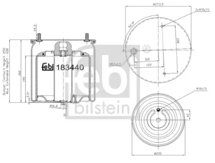 Пневмоподушка DAF CF, XF 106, XF II, XG, XG+ 10.12- FEBI 183440