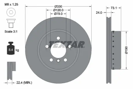 Диск гальмівний (передній) BMW Z4 (E89) 09-16 (330x24) PRO+ TEXTAR 92269725