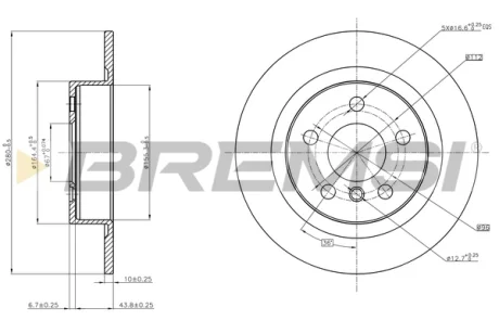 Гальмівний диск зад. BMW i3 13- BREMSI CD8612S