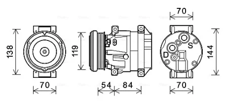 Компрессор кондиционера Chevrolet Epica (05-) 2.0i, 2.5i, Cruze (09-) 2.0 TDCI (AVA COOLING CTAK055 (фото 1)