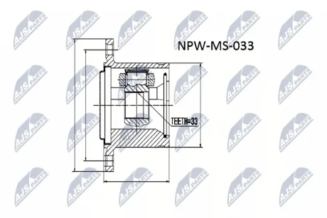 Шарнір внутрішній правий Nty NPWMS033
