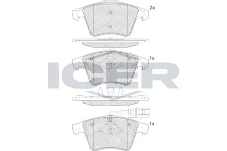 Колодки гальмівні (передні) VW T5/Multivan V 03-15/Touareg 03-10 (+датчик) ICER LM1778-071