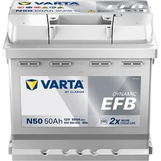 Акумулятор 12В 50Агод./550А (EN) Dynamic EFB START&amp;STOP EFB (R+ стандартні клеми) 207x175x190 B13 - монтажний фланець 10.5мм (пусковий/efb) VARTA 550500055K262 (фото 1)
