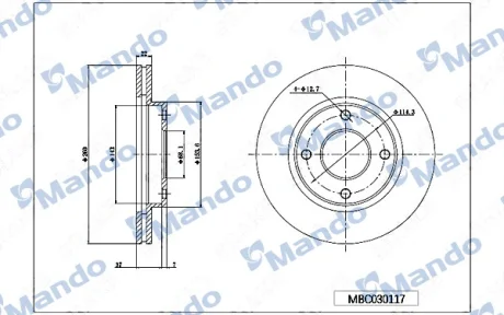 Диск тормозной MANDO MBC030117