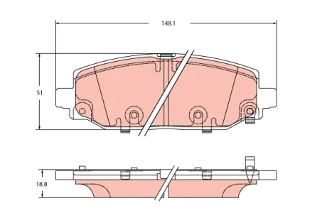 Комплект гальмівних колодок задн, JEEP WRANGLER IV 2.0-3.6 09.17- TRW GDB2360