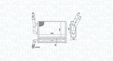 Радіатор пічки FORD TRANSIT, TRANSIT TOURNEO 2.2D-3.2D 04.06-12.14 MAGNETI MARELLI 350218450000