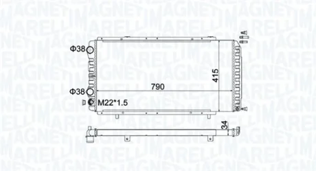 Радіатор двигуна (мкпп) CITROEN JUMPER I FIAT DUCATO PEUGEOT BOXER 1.9D-3.0D 02.94- MAGNETI MARELLI 350213180900